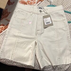 White High-Rise Denim Jean Shorts